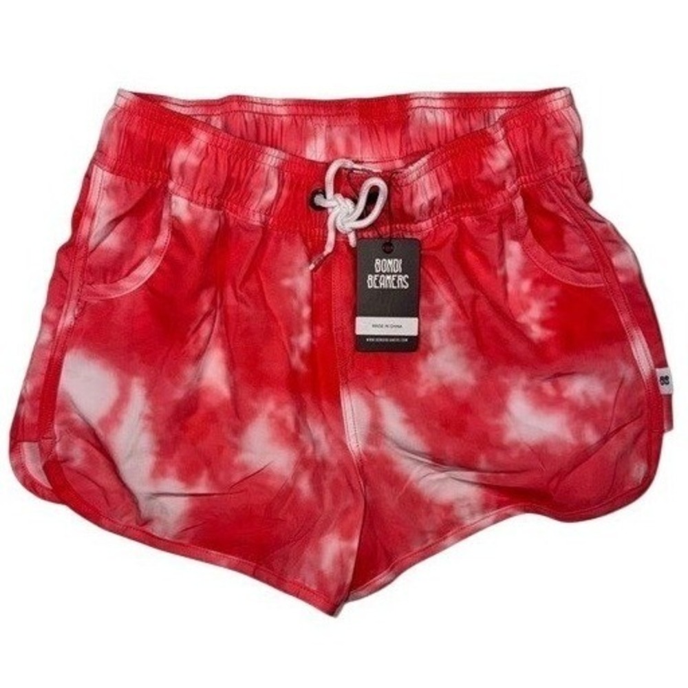 Bondi Beamers Red White Tie‎ Dye Athletic Shorts Womens Size 12 New With Tags